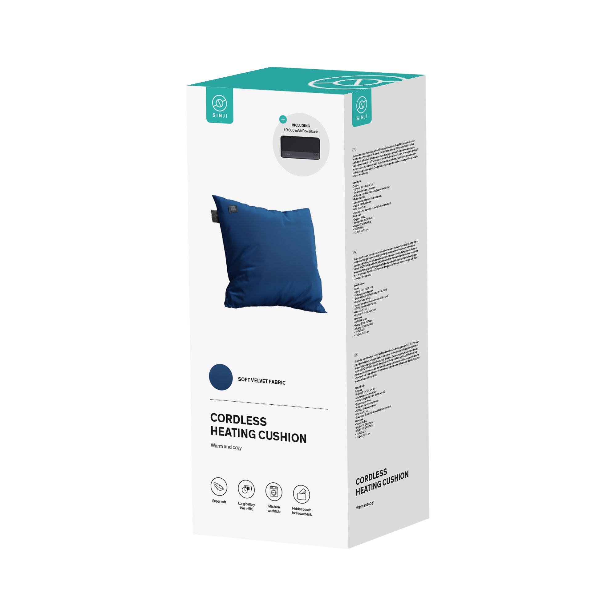 Sinji Cordless Heating Cushion Fleece - Grey