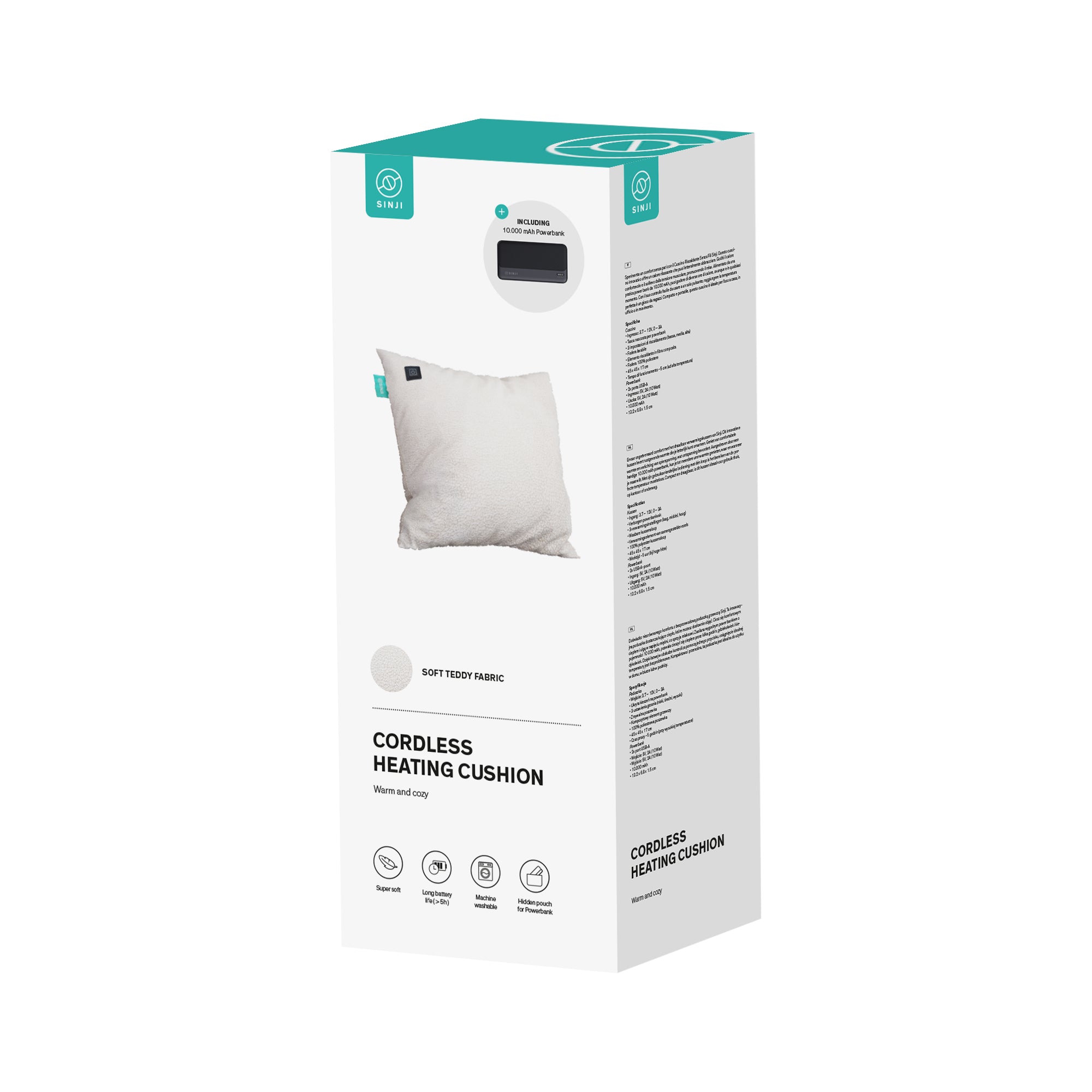 Sinji Cordless Heating Cushion Fleece - Grey