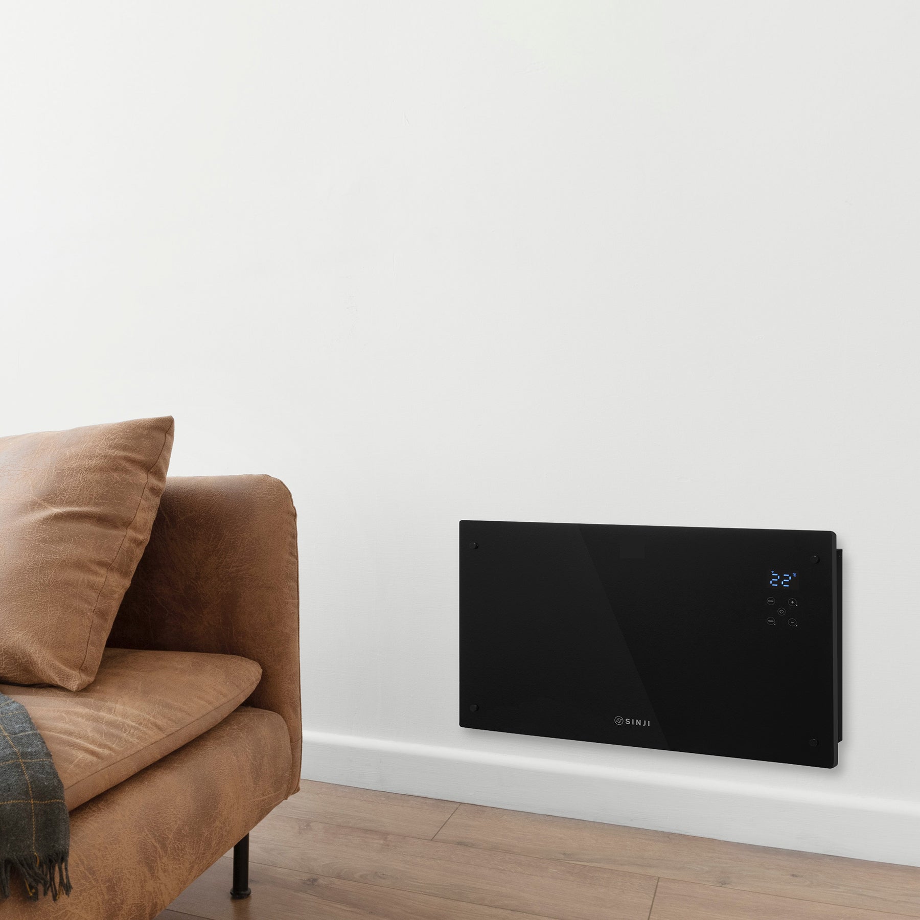 Sinji Smart Glass Panel Heater 1500w Black